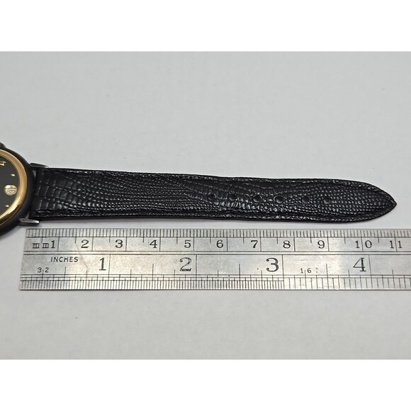 Vintage Womens Chrona Swiss Date 33mm Dress Watch New Battery Black Dial Leather main image 6